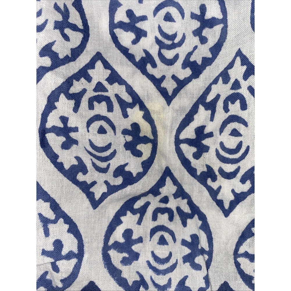 Liza Byrd Tunic Top Women's Small‎ Blue & White Damask Print Beachy Nautical - Picture 12 of 13